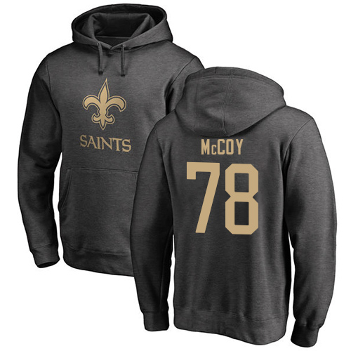 Men New Orleans Saints Ash Erik McCoy One Color NFL Football #78 Pullover Hoodie Sweatshirts->nfl t-shirts->Sports Accessory